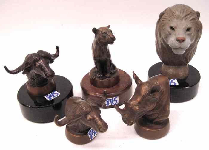 Appraisal: FIVE RIP CASWELL ORIGINAL MINIATURE BRONZE SCULPTURES Oregon born -active