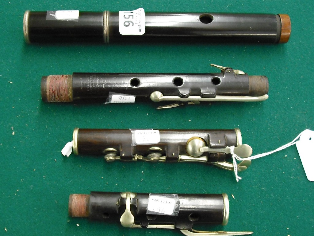 Appraisal: English blackwood flute stamped Rudall Carte Co circa stamped Rudall