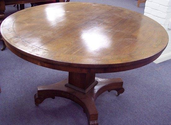 Appraisal: A Regency mahogany and brass inlaid breakfast table the circular