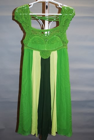 Appraisal: Green with light and dark green stripes down skirt silk