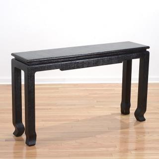 Appraisal: Karl Springer style lacquered textile console Karl Springer style lacquered