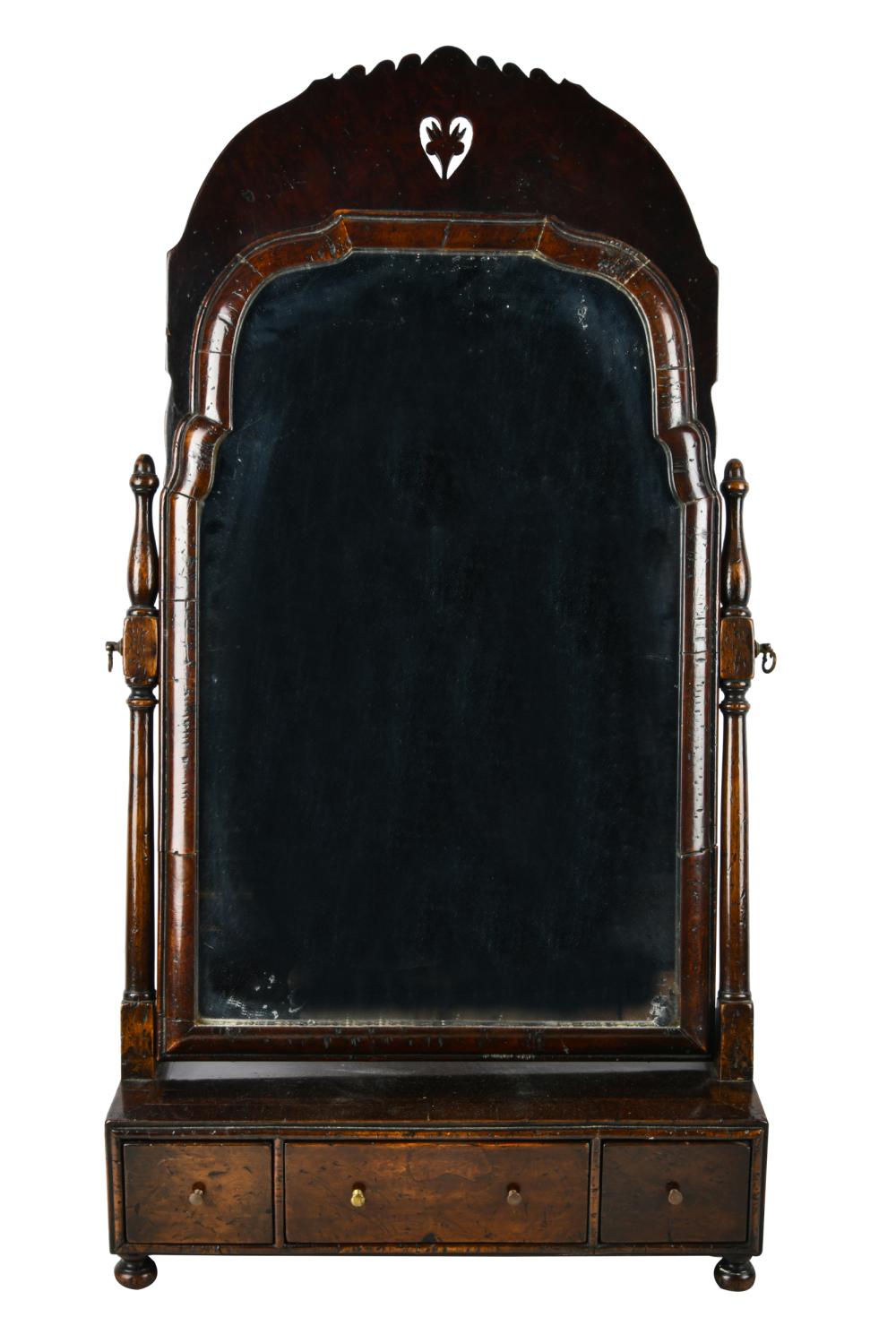 Appraisal: GENTLEMAN'S VANITY MIRRORwith hinged mirror and three fitted drawers inches