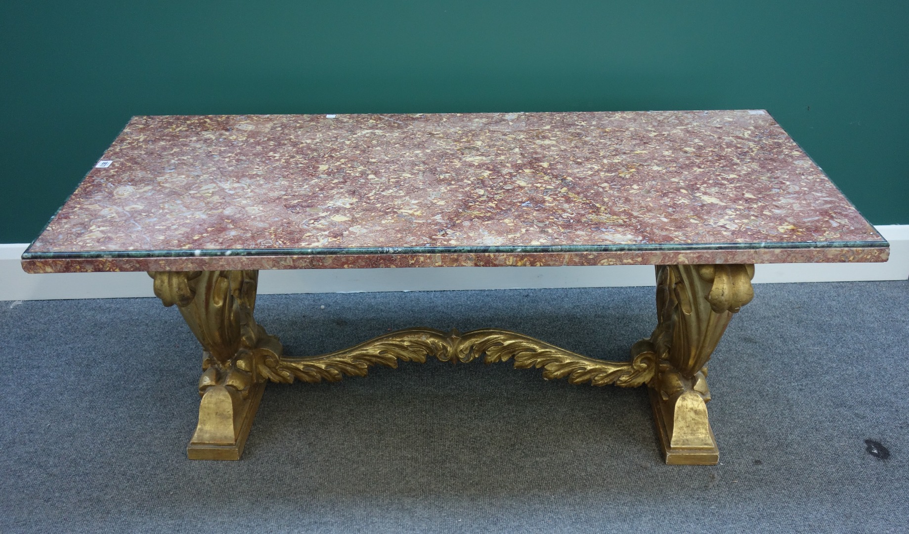 Appraisal: A th century coffee table the rectangular marble top on