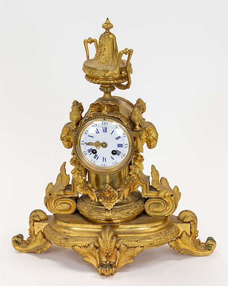 Appraisal: A EUROPEAN GILT BRONZE CLOCK LATE TH CENTURY A EUROPEAN