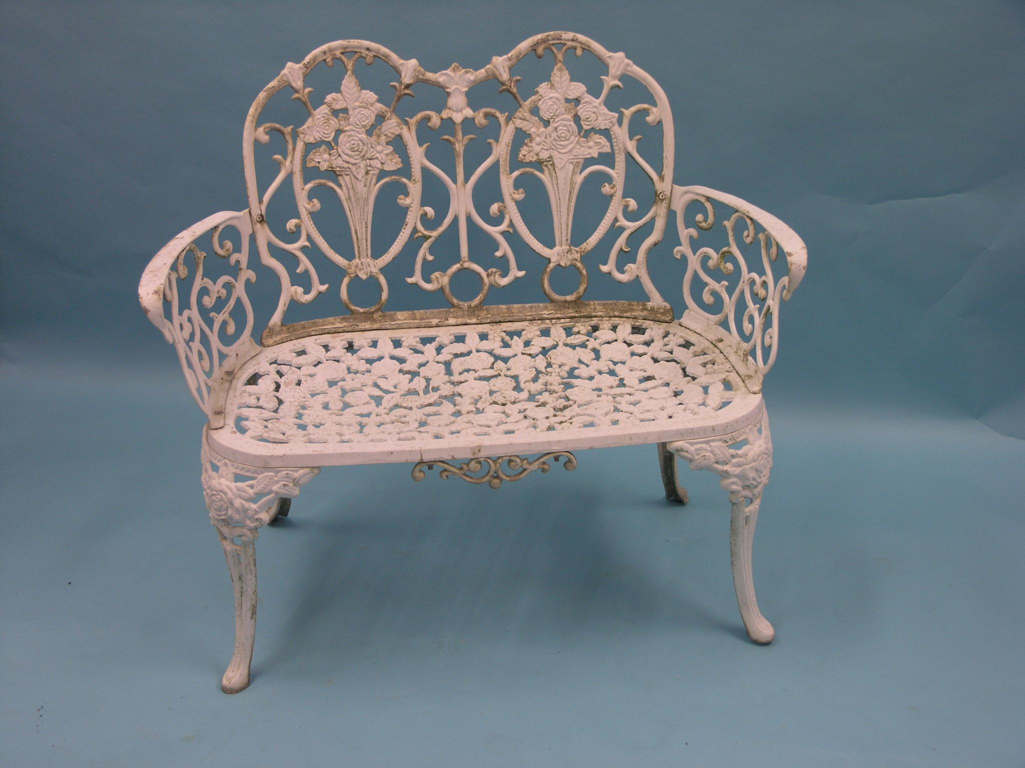 Appraisal: A Victorian-style cast metal garden bench two-seater ft in