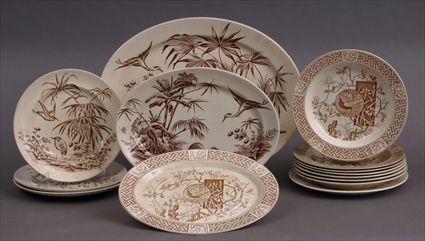 Appraisal: MINTON CO BROWN TRANSFER-PRINTED IRONSTONE 'FAISON' PATTERN PART DINNER SERVICE