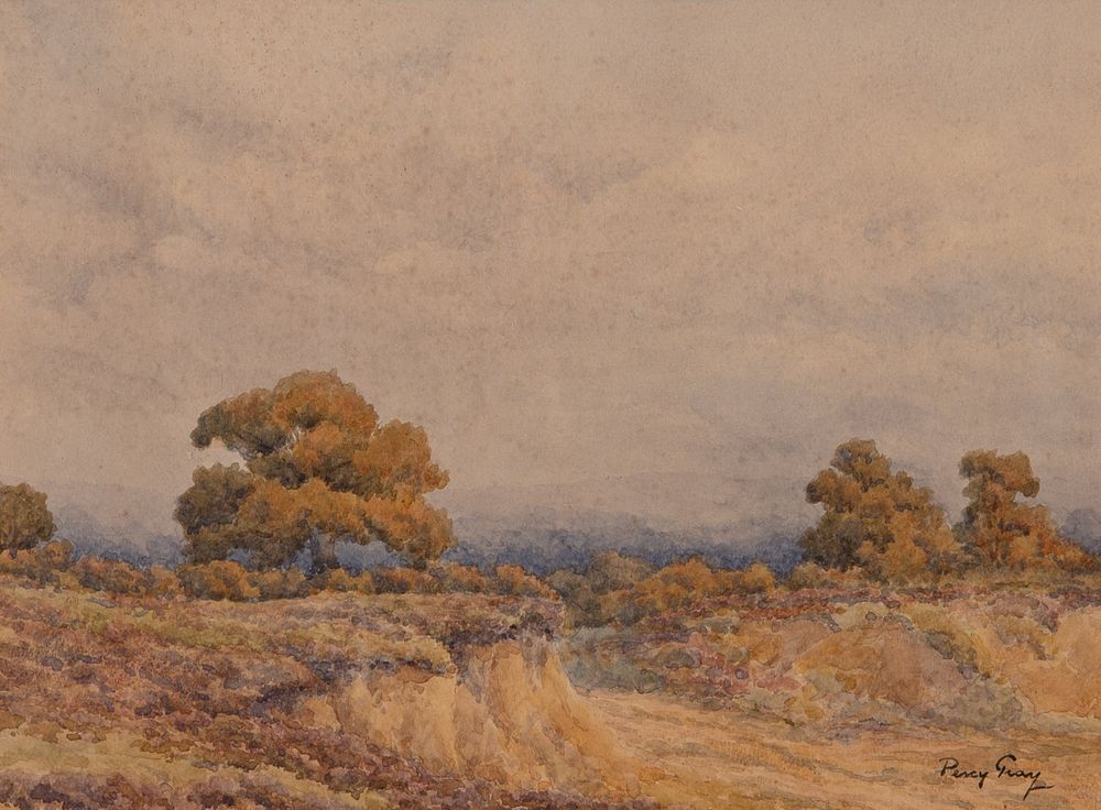 Appraisal: Percy Gray California Oaks Percy Gray California Oaks watercolor on