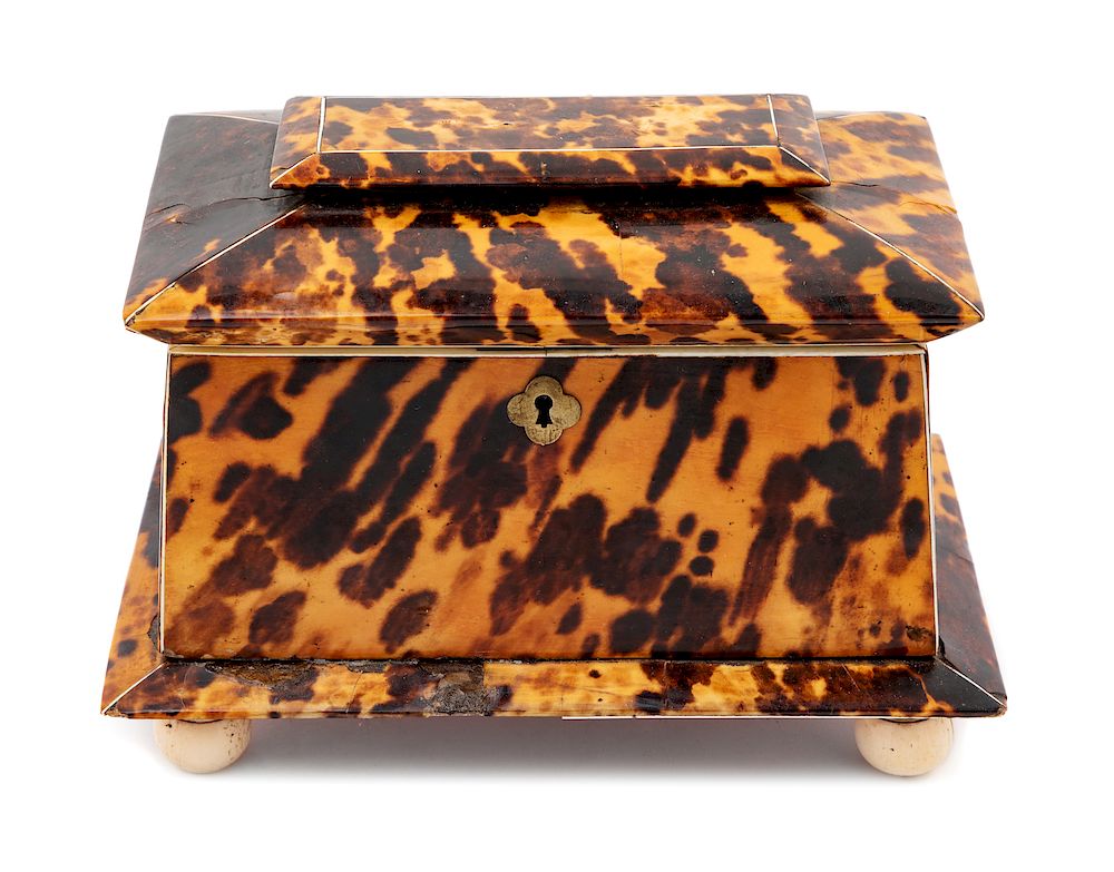 Appraisal: A Regency Tortoise Shell Tea Caddy A Regency Tortoise Shell