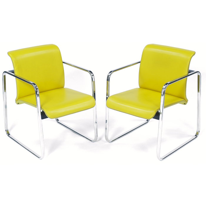 Appraisal: Peter Protzmann chairs pair from the Tubular Seating Collection original