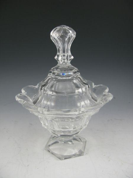 Appraisal: Cut Crystal Candy Dish with Lid late th c Some