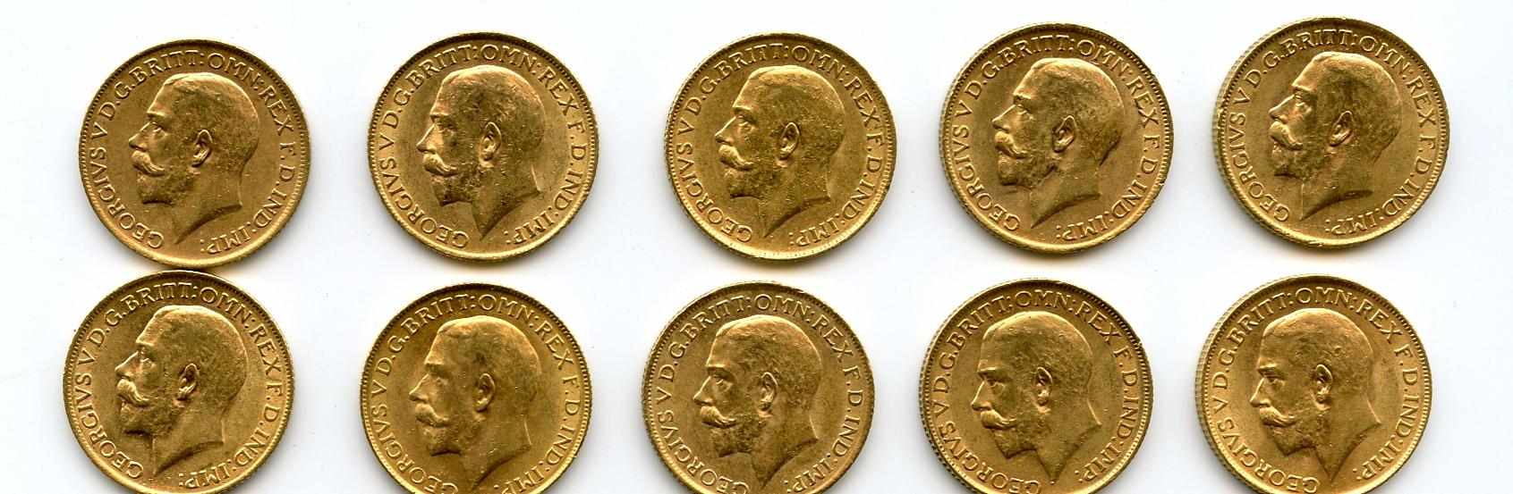 Appraisal: Great Britain George V Sovereigns KM- Mostly lustrous some have