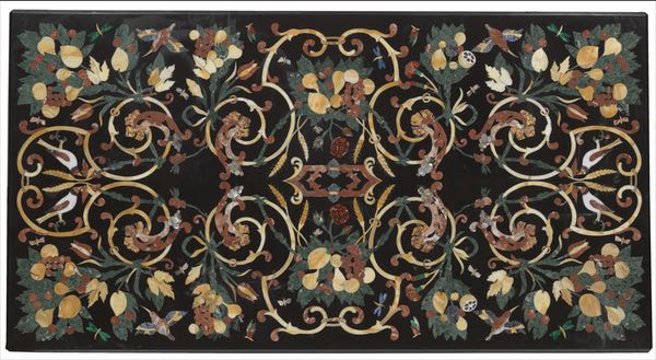 Appraisal: Italian Pietra Dura Marble Intarsia Top with Two-Pedestals Mansion Table