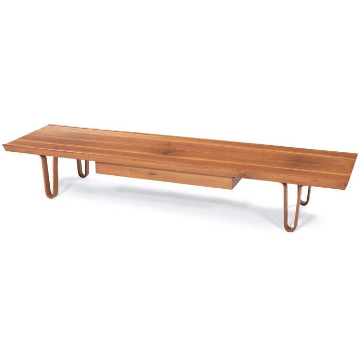 Appraisal: Edward Wormley Long John bench by Dunbar sap walnut one