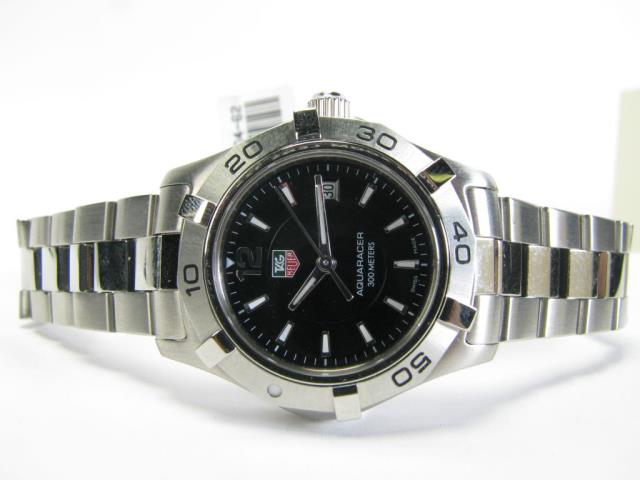 Appraisal: A lady's stainless steel Tag Heuer Aquaracer watch with black