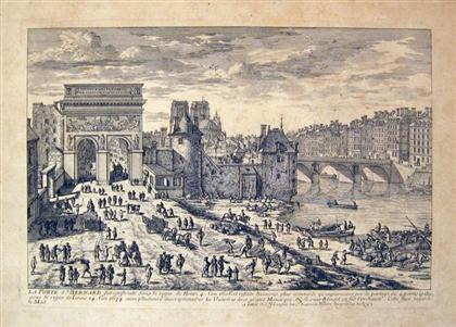 Appraisal: pieces Etchings Langlois N pub French primarily Parisian Architectural Views