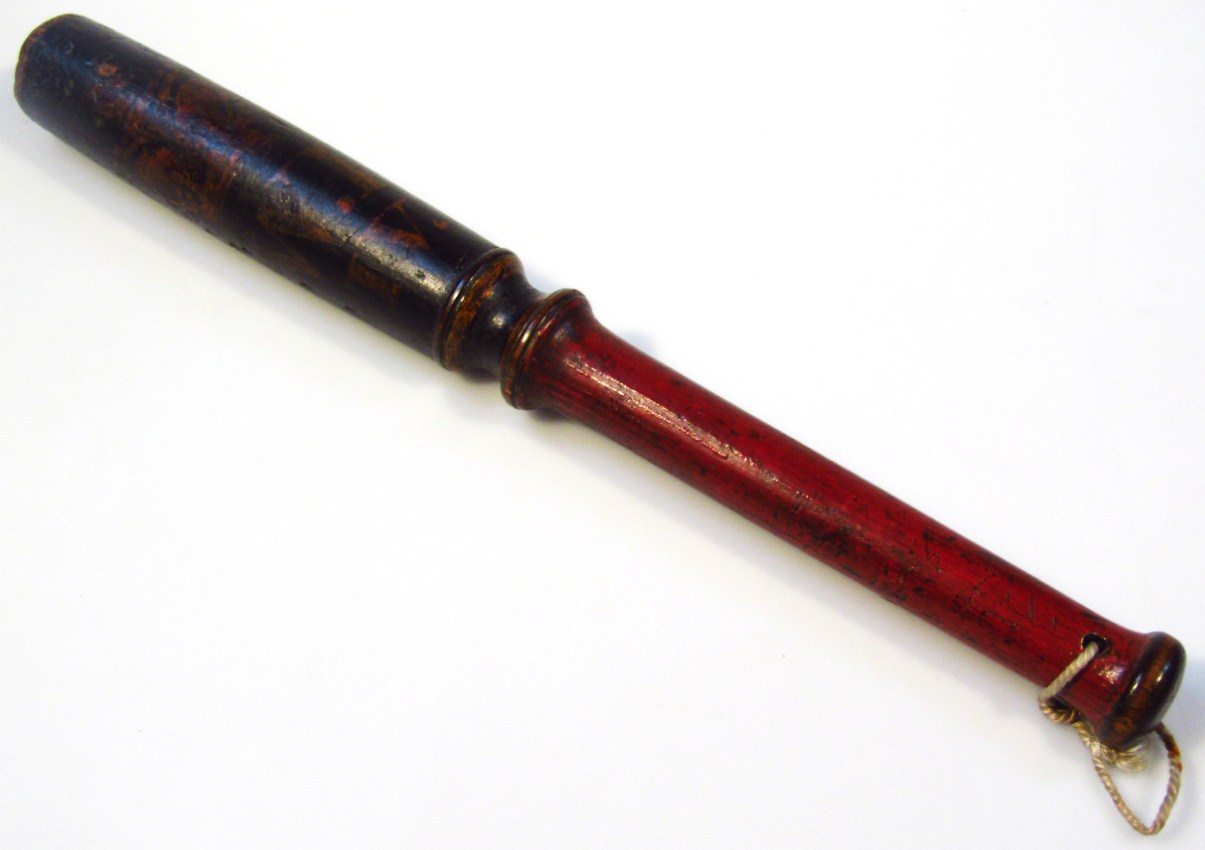 Appraisal: A William IV officer's truncheon in hardwood of carved cylindrical