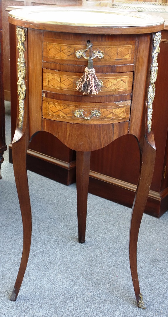 Appraisal: An early th century gilt metal mounted parquetry inlaid rosewood