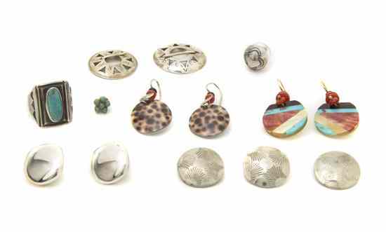 Appraisal: A Collection of Southwestern Jewelry including two rings earrings and