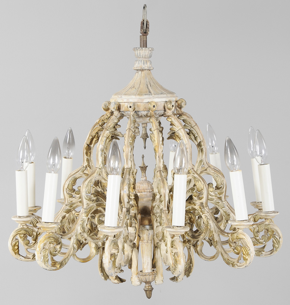 Appraisal: Baroque Style -Light Chandelier probably Italian th century white and