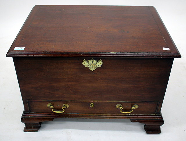 Appraisal: AN OLD MAHOGANY BOX lifting lid with partially fitted interior