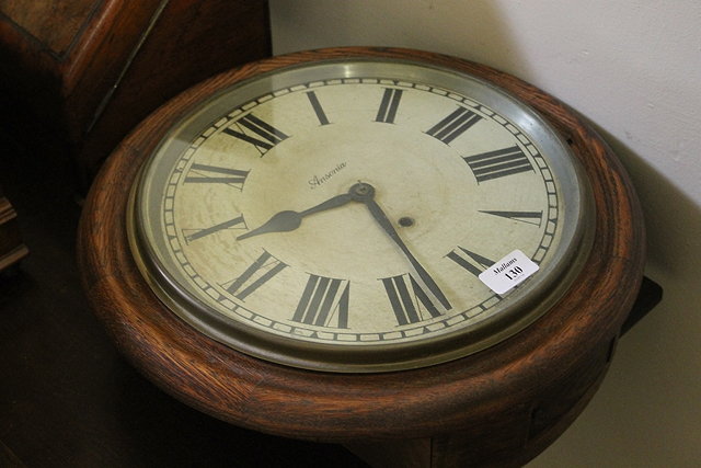 Appraisal: AN AMERICAN ANSONIA SCHOOL WALL CLOCK in an oak frame