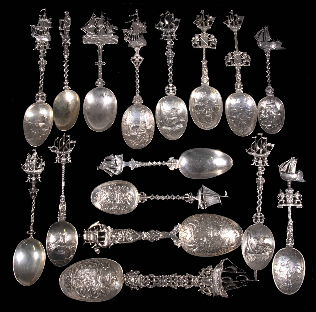 Appraisal: CONTINENTAL SILVER SPOONS Collection of Fancy Late th - Early