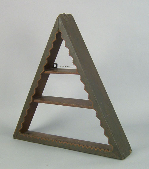 Appraisal: Painted pine hanging shelf early th c of triangular form