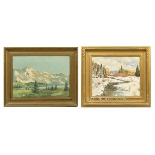 Appraisal: Two Landscape Paintings Lot of two framed oil on canvas