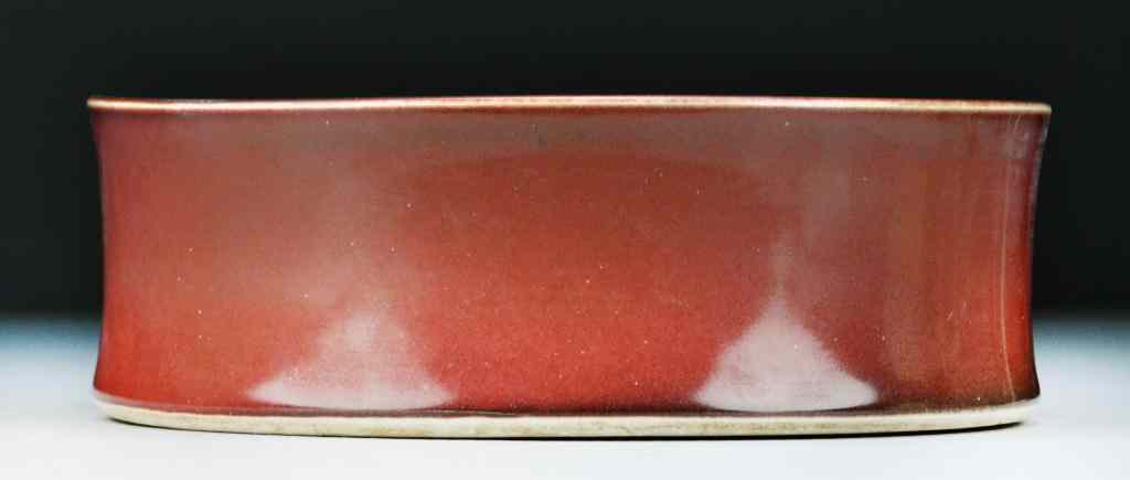 Appraisal: Chinese Ox Blood Porcelain BrushwashLarge brushwash with ox blood glaze