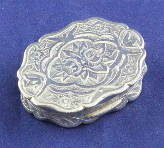 Appraisal: A Victorian engraved silver vinaigrette by George Unite of shaped