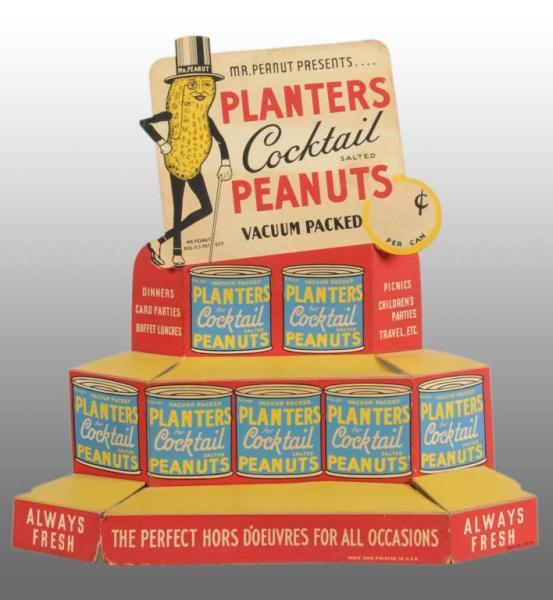 Appraisal: Cardboard Planters Peanut Mr Peanut Display Description s Easel-back two-tier