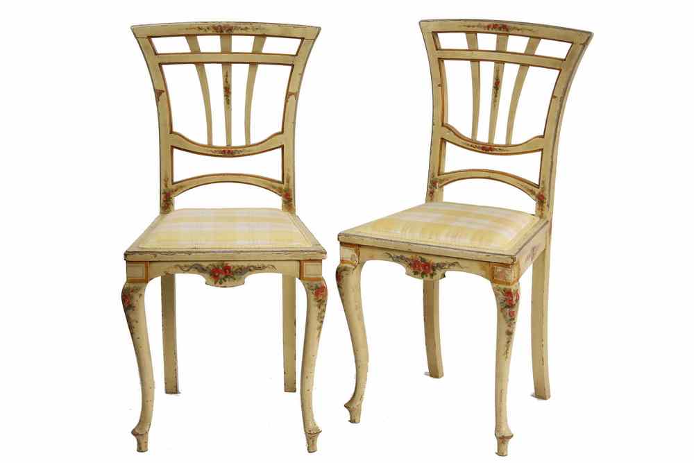 Appraisal: PAIR PAINTED SIDECHAIRS - Pair Aesthetic Style Sidechairs in cream