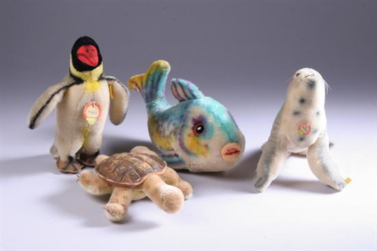 Appraisal: STEIFF MOHAIR PENGUIN FISH TURTLE AND SEAL Peggy Penguin Flossy