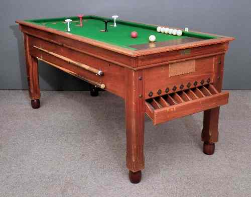 Appraisal: A teak framed bar billiards table ins x ins x