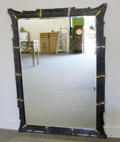 Appraisal: Midcentury Painted and Gilt Faux Bamboo Mirror From a Queens