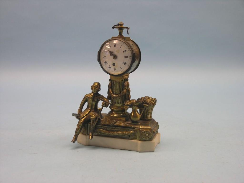 Appraisal: A th century French gilt-bronze mantel timepiece cast with a