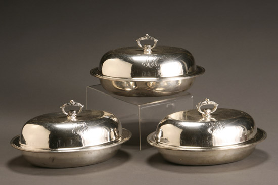 Appraisal: Set of Three S Kirk Son Co Sterling Covered Vegetable