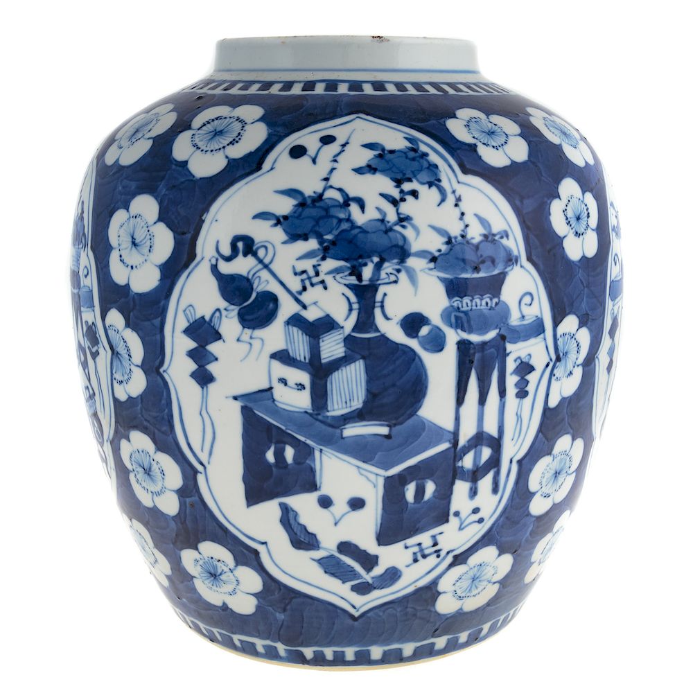 Appraisal: Chinese Export Hawthorne Ginger Jar circa blue and white prunus