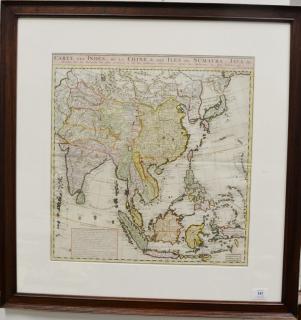 Appraisal: Double page hand colored map engraving Carte Des Indes de