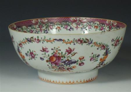 Appraisal: An th century Chinese export punch bowl decorated with pink