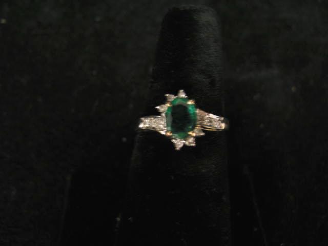 Appraisal: Emerald Diamond Ring carat oval emerald and diamonds in k