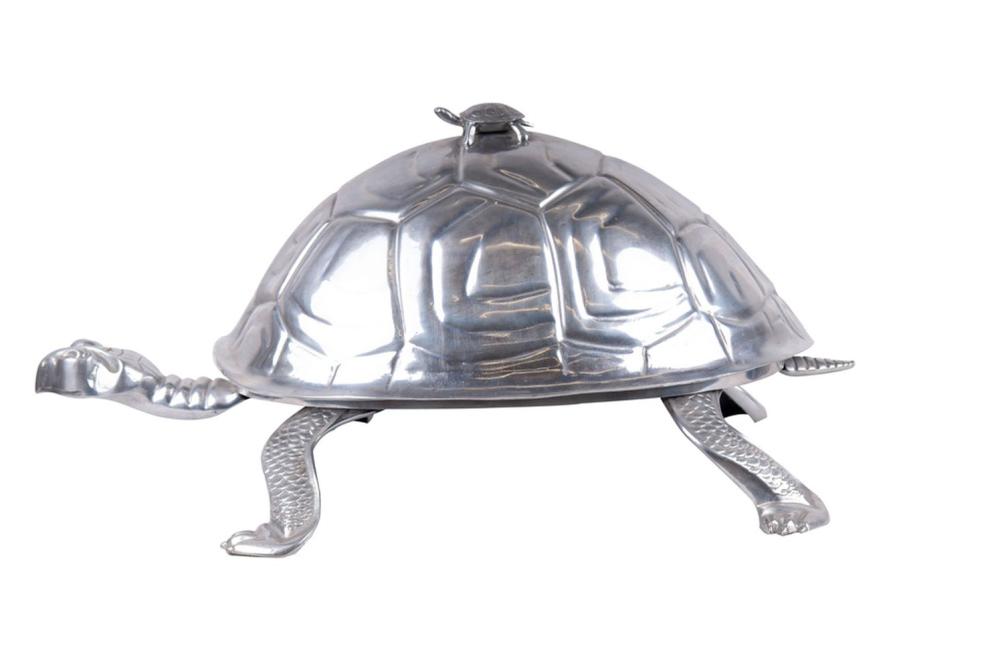 Appraisal: PEWTER TURTLE FORM COVERED ENTREEBruce Fox Design for Wilton inches