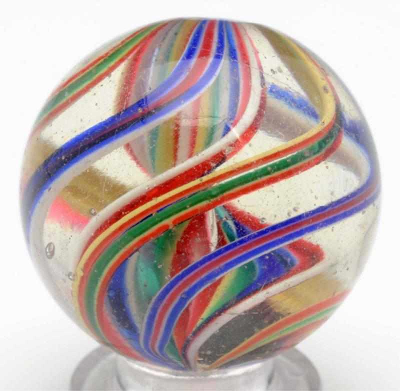 Appraisal: Single Ribbon Swirl Marble Single twist ribbon in opaque white