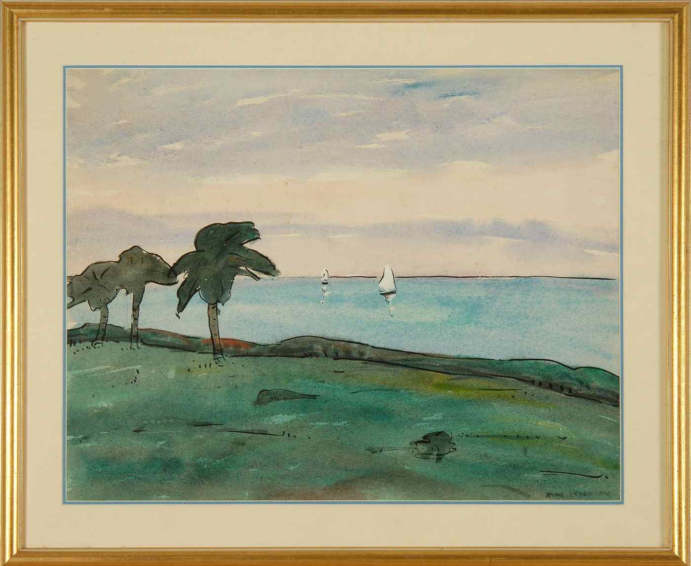 Appraisal: JANE PETERSONAmerican - Sailboats on the Gulf'' Signed lower right