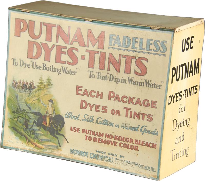 Appraisal: Putnam Dyes Tin Litho Countertop Display Counter display for dyes