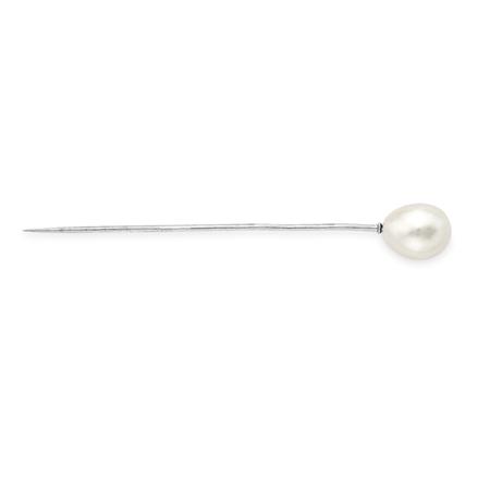 Appraisal: Platinum and Natural Pearl Stickpin Estimate -