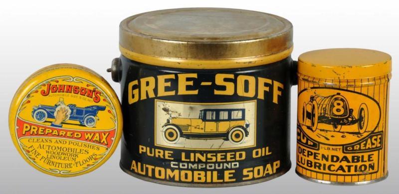 Appraisal: Lot of Auto-Related Product Tins Description Includes one for Gree-soff