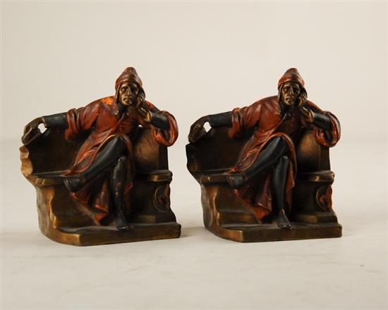 Appraisal: Composition Dante Bookends seated figure with book some paint flaking