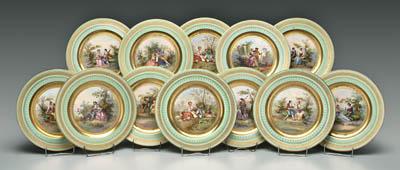 Appraisal: Set twelve Royal Vienna plates circular medallions with hand painted