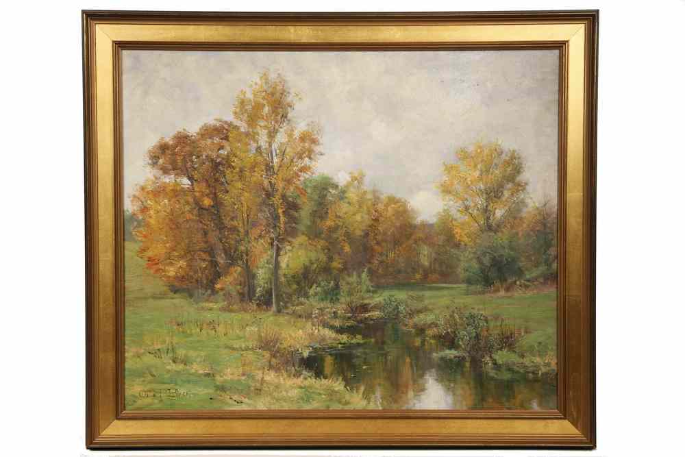 Appraisal: OOC - Autumn Landscape with Pond by Olive Parker Black